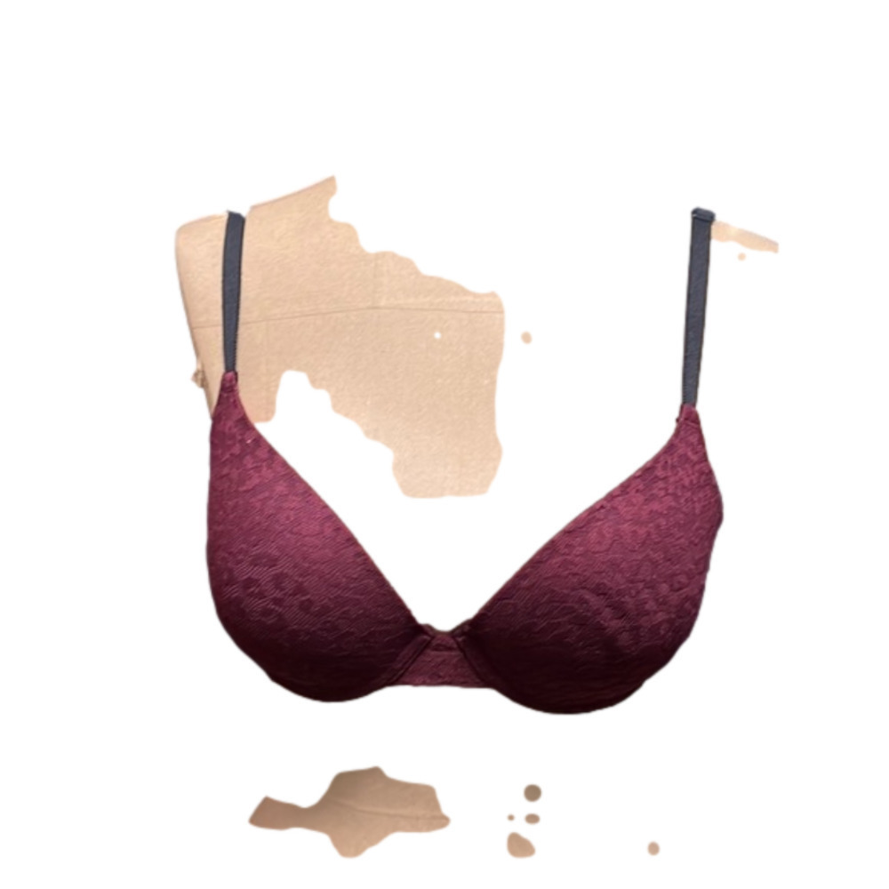 Pink Victoria’s Secret size 34C push up bra maroon, double hook closure